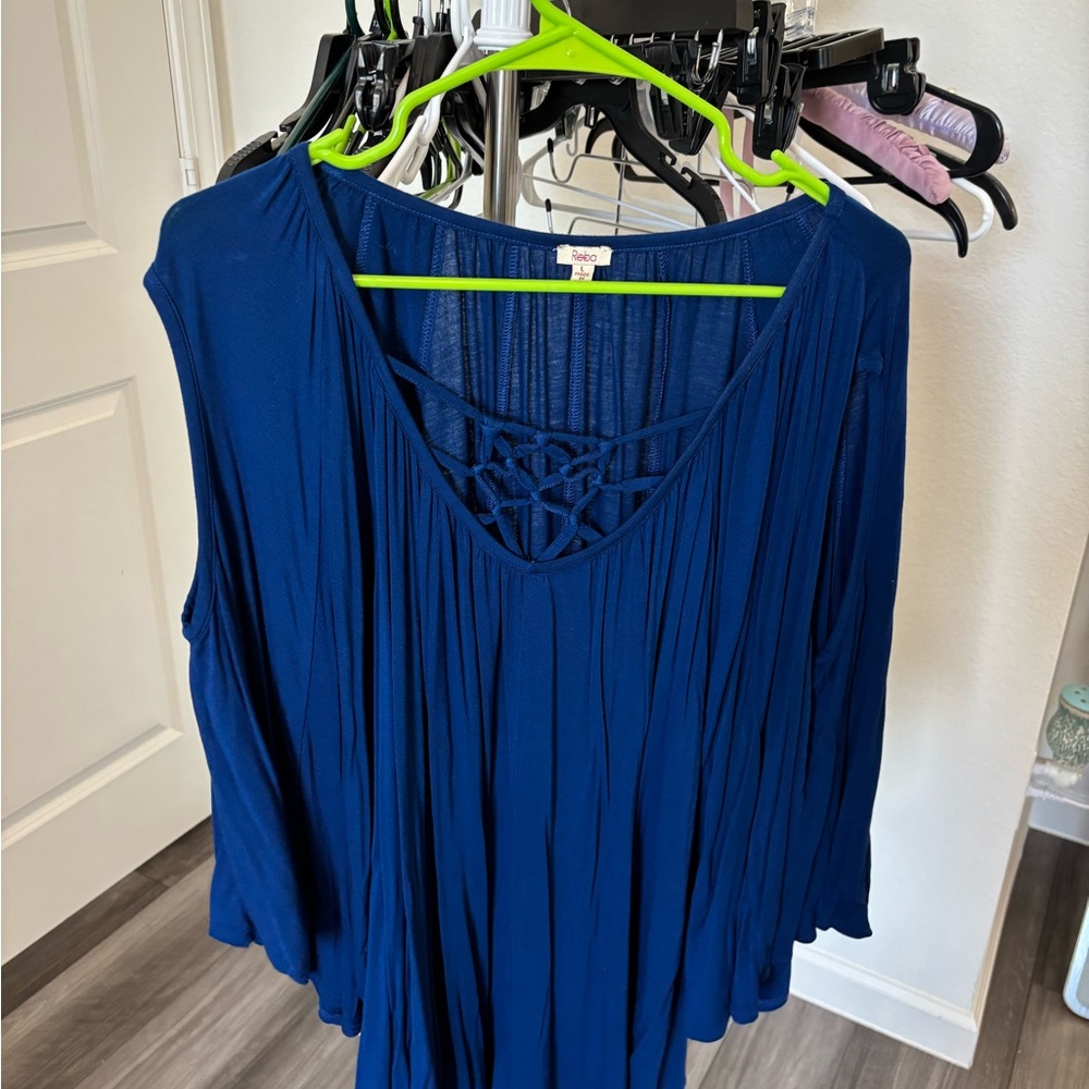 Reba Deep Blue Blouse with Intricate Back Design